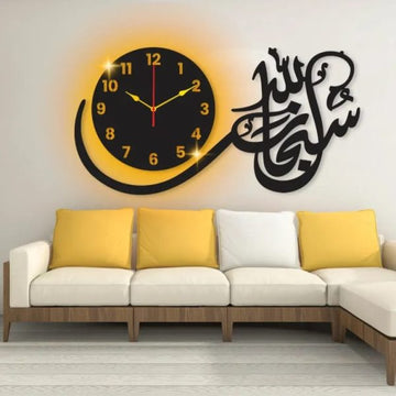 Subhan Allah 3d Wall Clock with light
